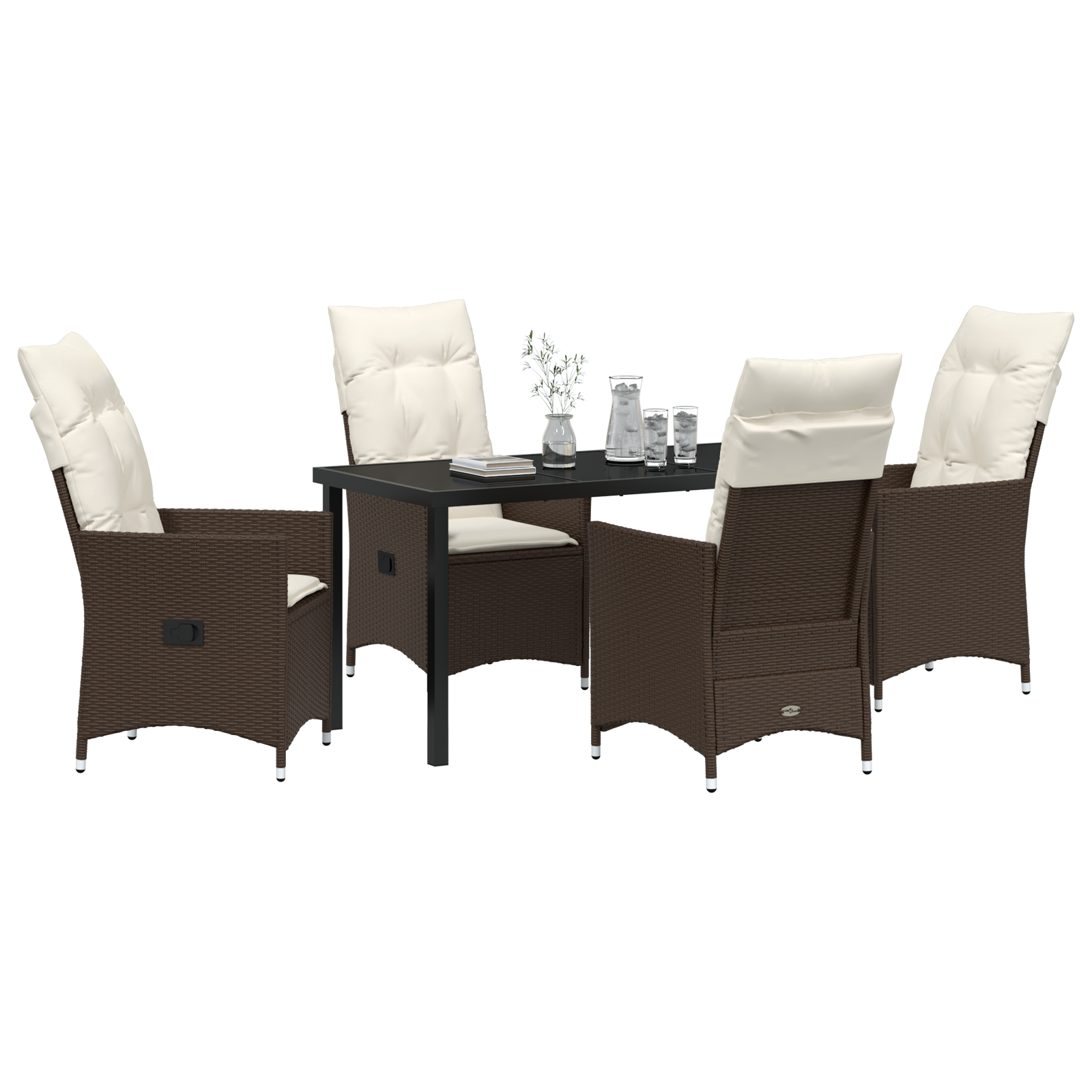 Thumbnail - vidaXL 5-teiliges Garten-Dining-Set mit Kissen in Braun aus Poly-Rattan.
