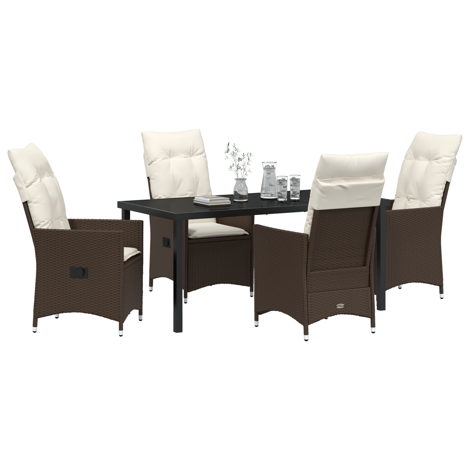 Thumbnail - vidaXL 5-teiliges Garten-Esszimmer-Set mit Kissen aus braunem Polyrattan