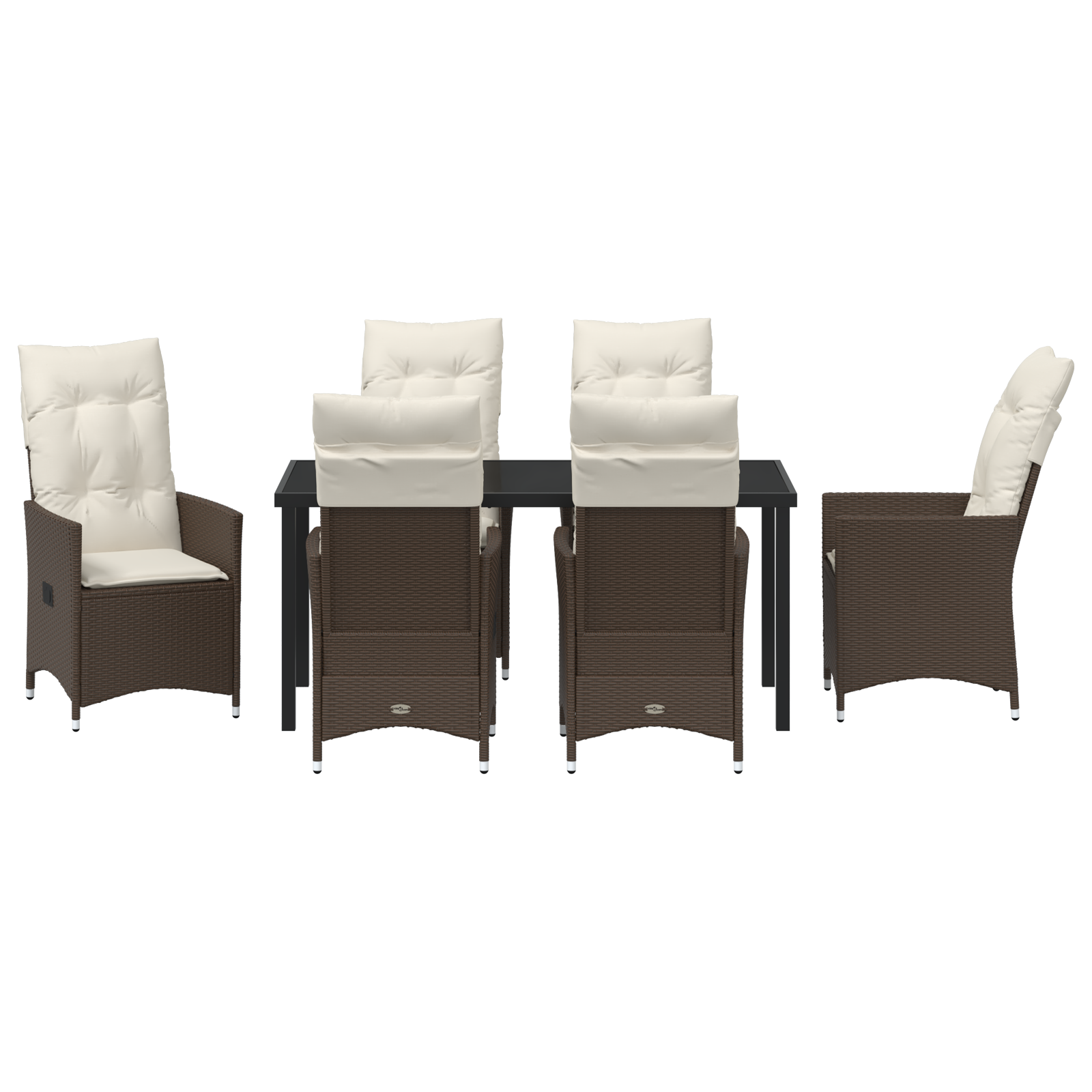 7 части градински комплект за хранене с възглавници кафяв полиратан - Image 7