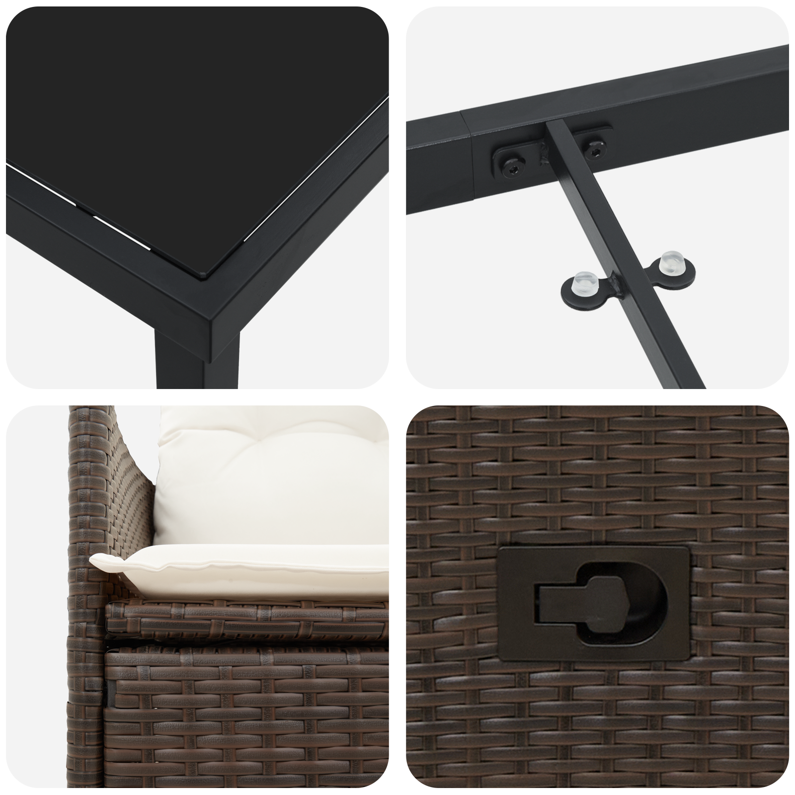 7 частен комплект за хранене с възглавници Кафяв полиратан - Image 9