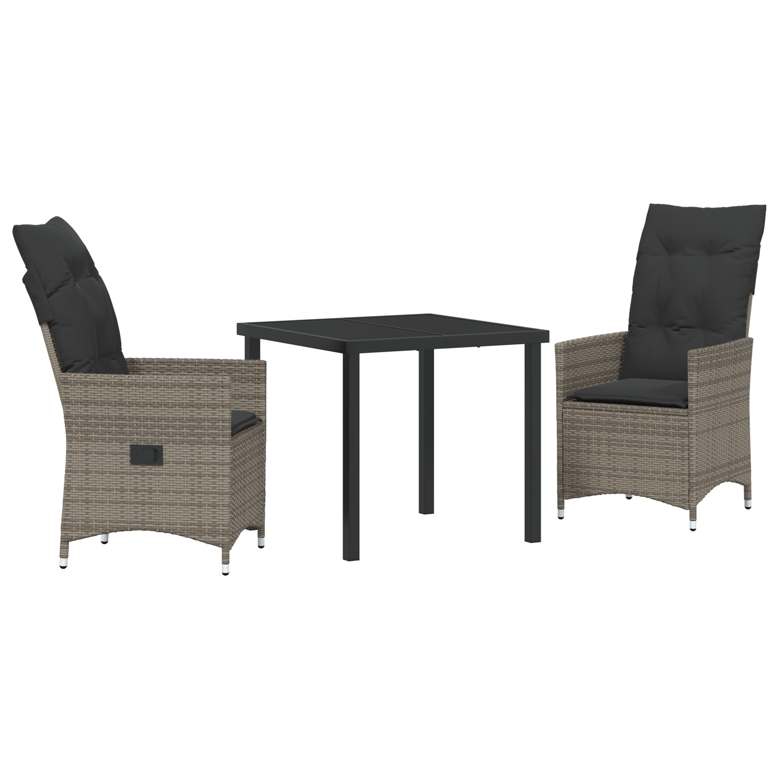 Thumbnail - vidaXL 3-teilige Garten-Essgruppe mit Kissen – Grau, Poly-Rattan.
