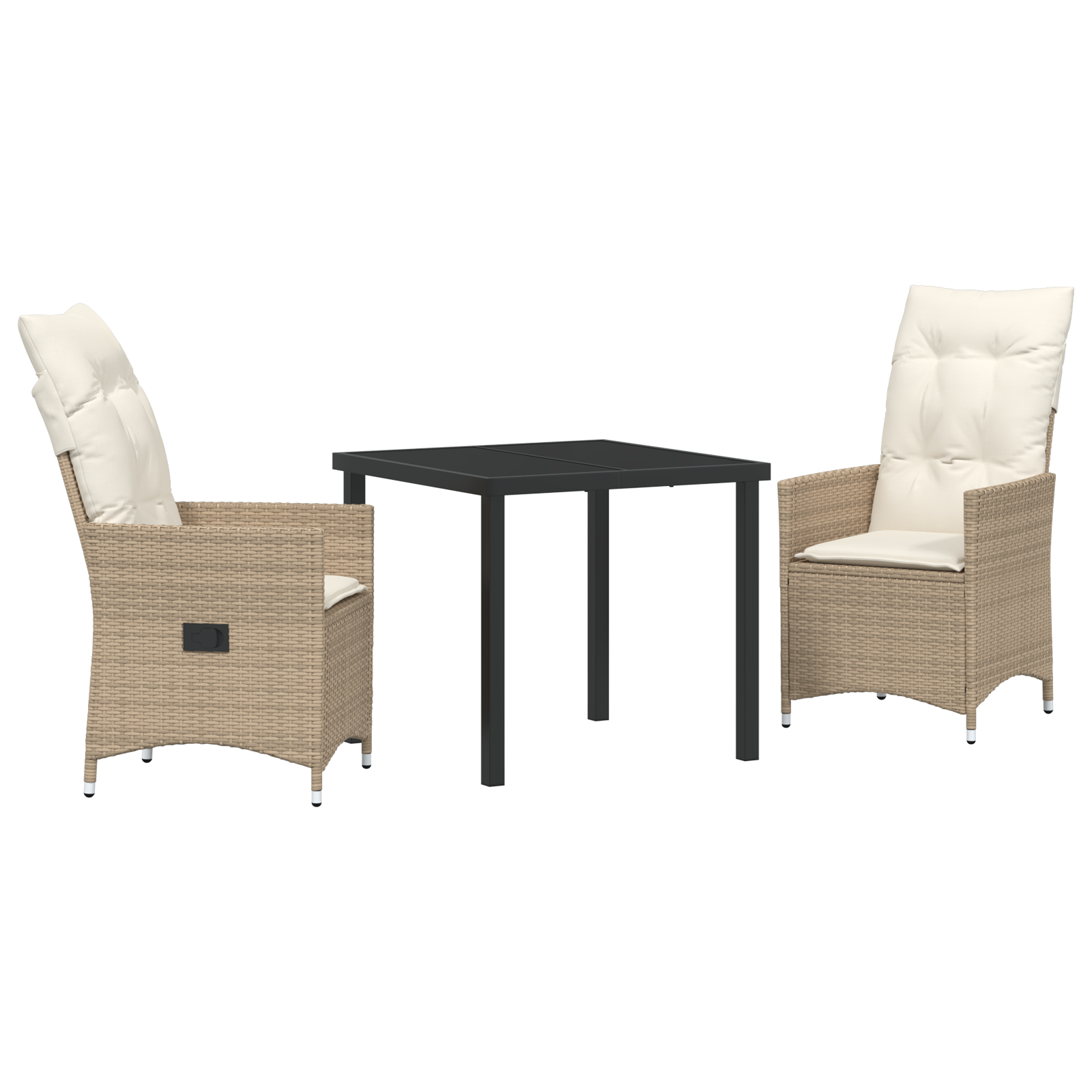 3 Частен градински сет с възглавници Бежов Поли ратан - Image 2