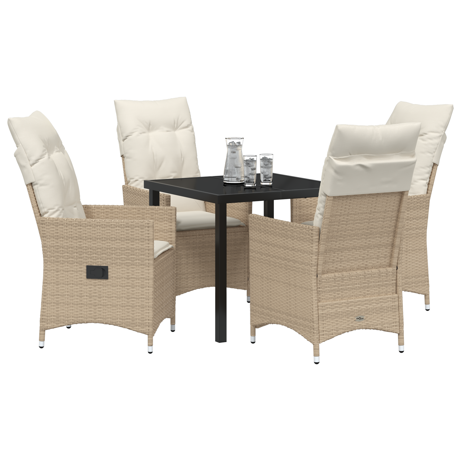 комплект от 5 части градински мебели с възглавници - бежов полиратан - Image 3