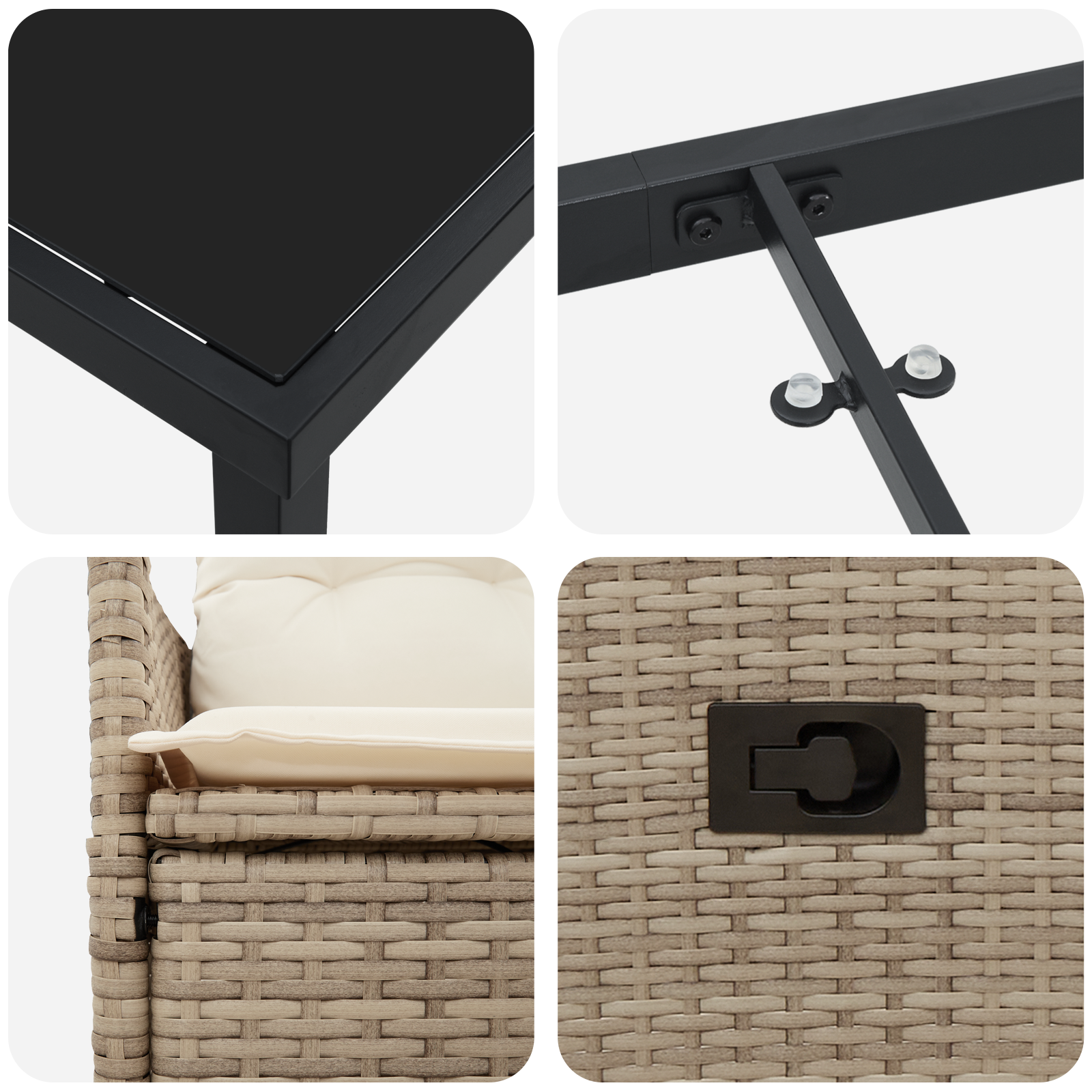 7-частен комплект за градинско хранене с възглавници Бежов Полиратан - Image 9