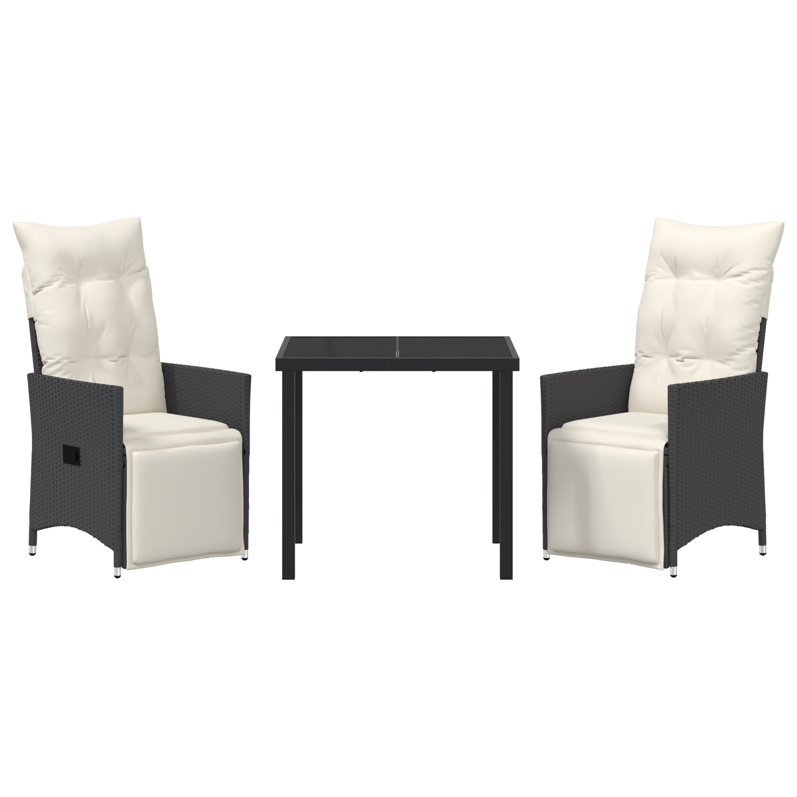 3 Частен Комплект за Градина с Възглавници Черен Полиратан - Image 7