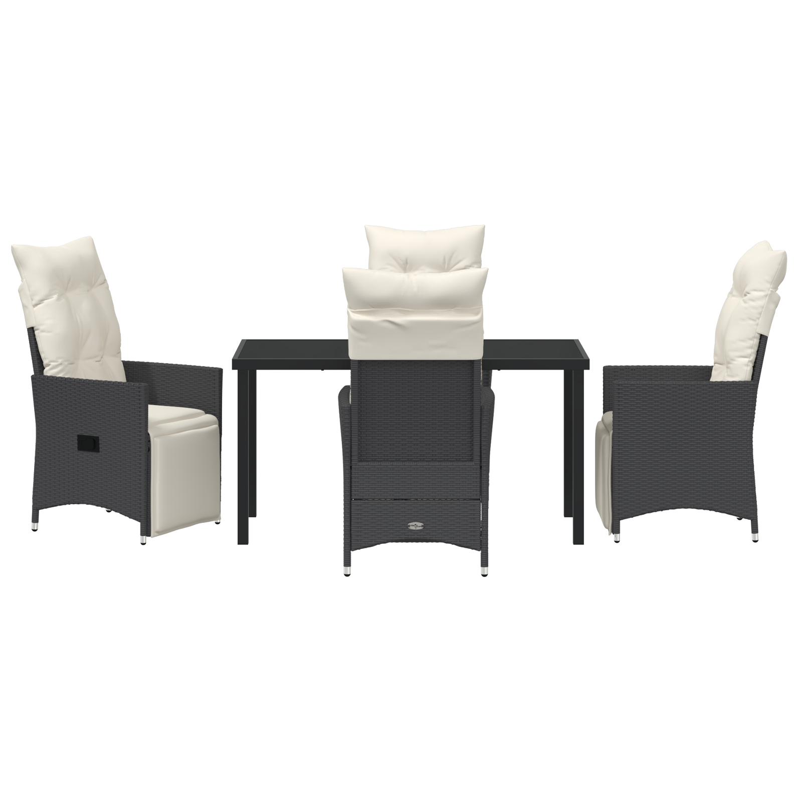 5-частен комплект за хранене в градината с възглавници Черен полиратан - Image 7