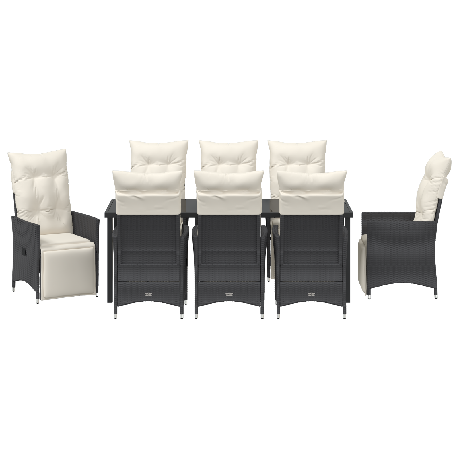 Комплект за хранене от 9 части за градина с възглавници Черен полиратан - Image 7