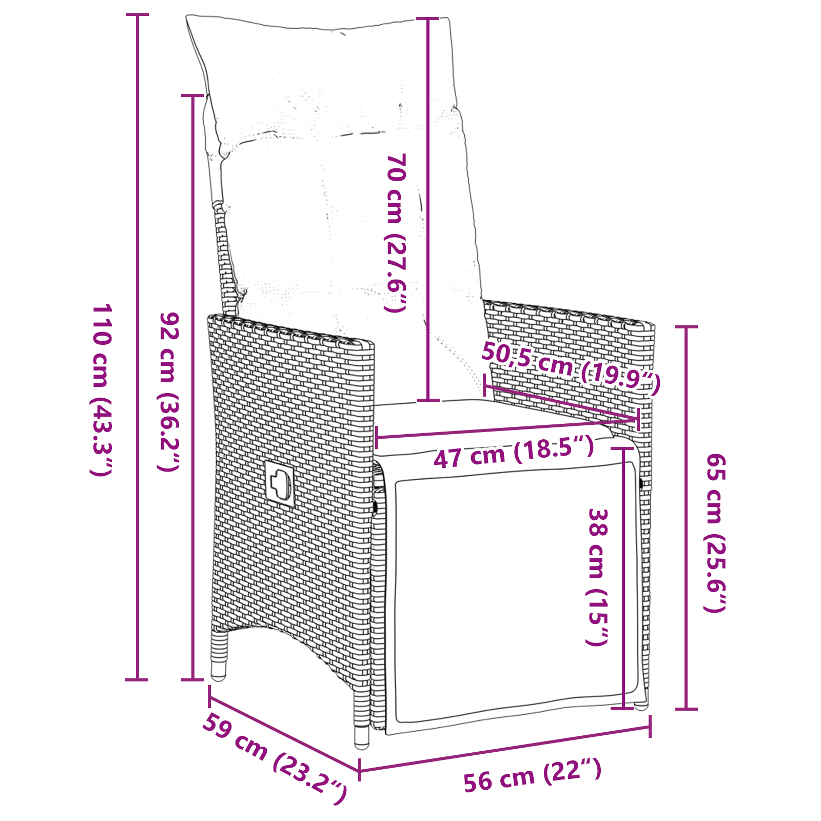 Комплект от 4 Кафяв Полиратан Единичен стол - Image 10