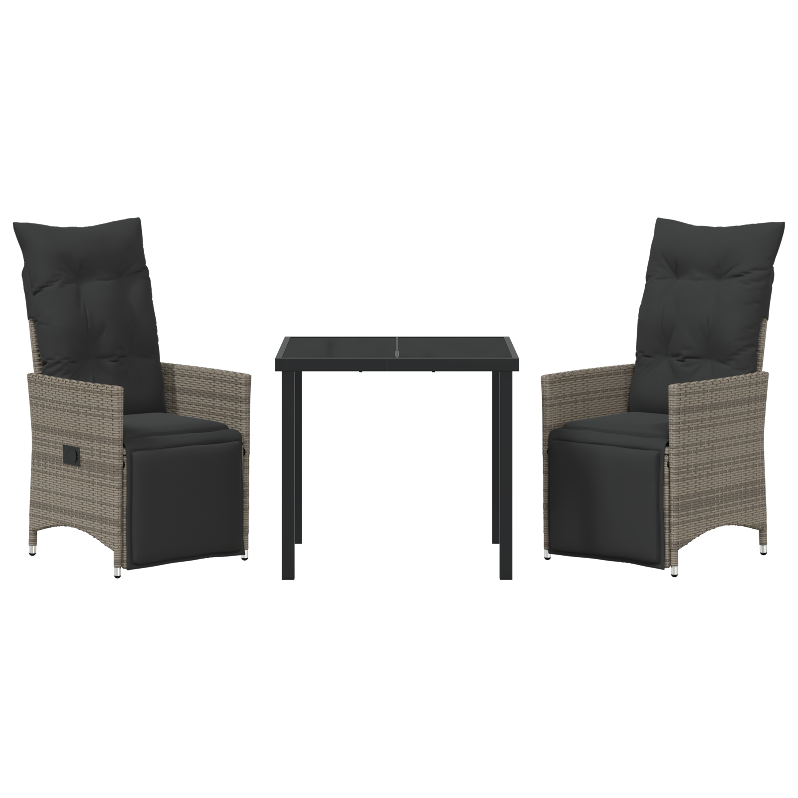 3-частен градински комплект с възглавници Сиво Полиратан - Image 7