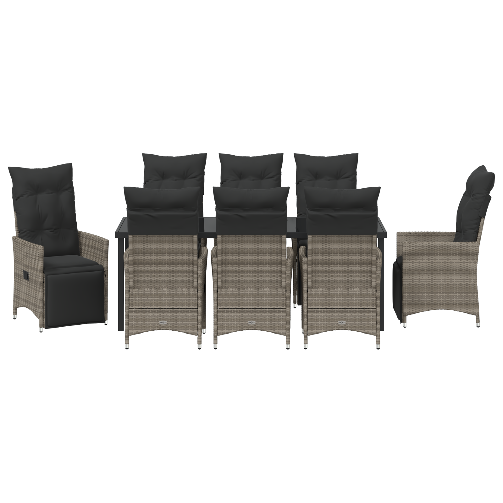 Комплект за Градинско Хранене от 9 Части с Възглавници Сиво Полиратан - Image 7