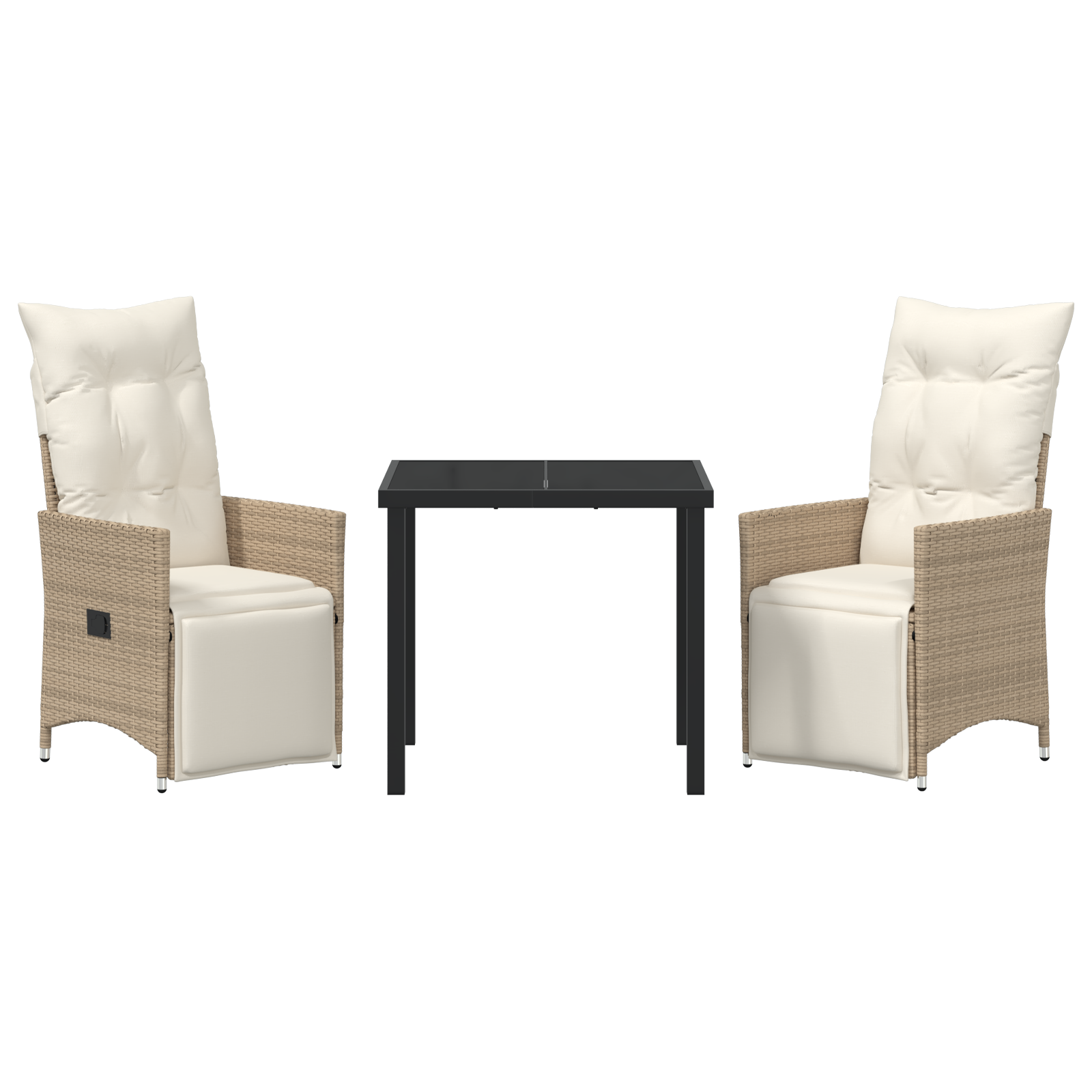 Комплект от 3 градински мебели с възглавници бежови полиратан - Image 7