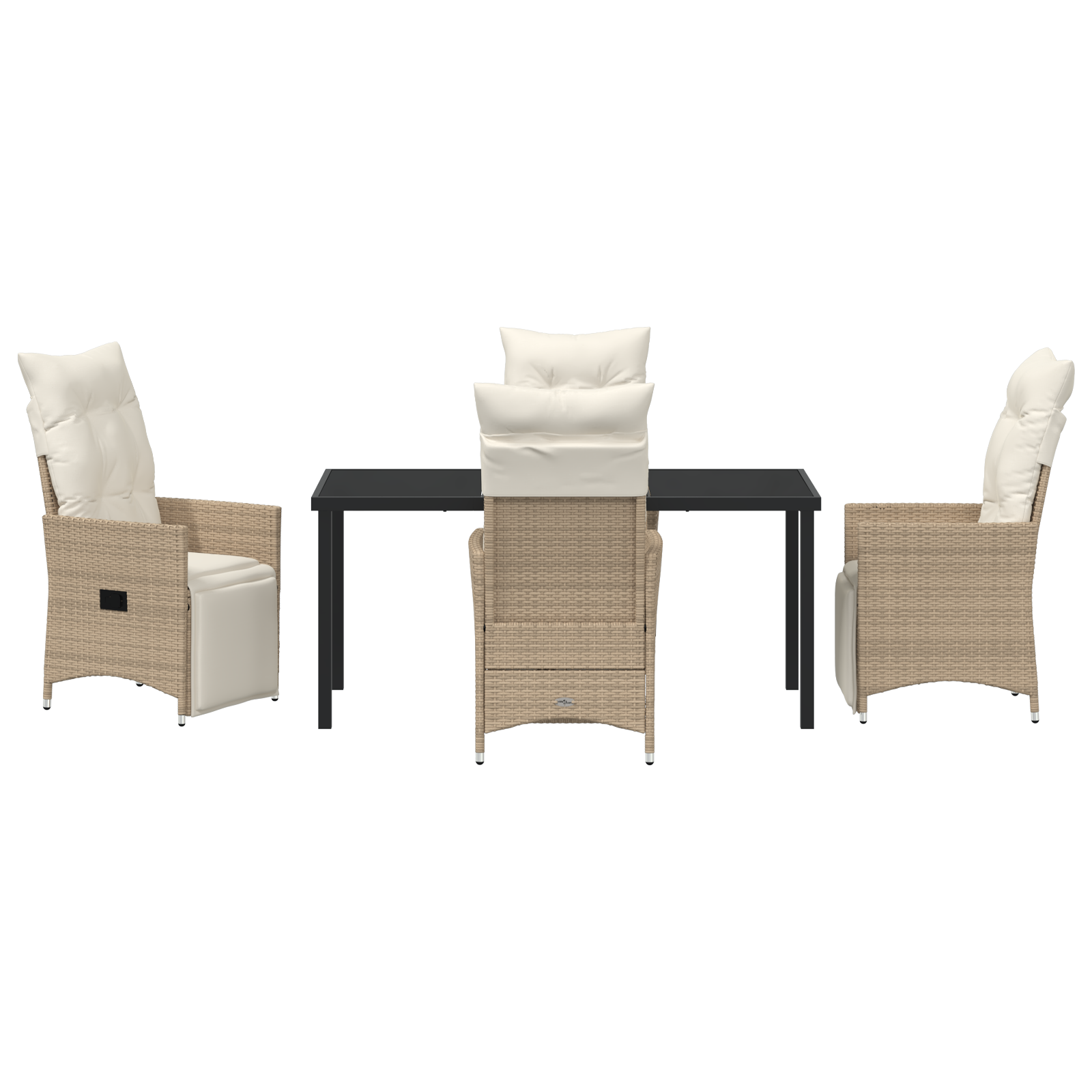 5-членен комплект за градинска трапезария с възглавници бежово полиратан - Image 7