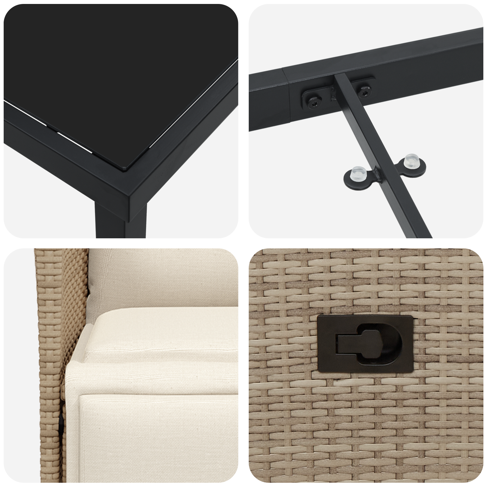 7-частен градински комплект с възглавници бежов полиратан - Image 9