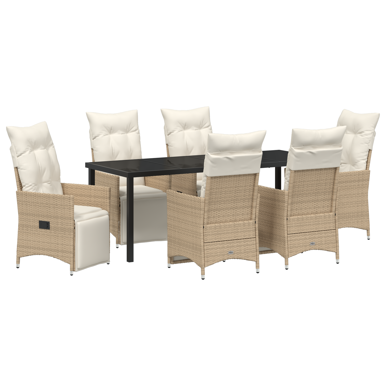 7 Частен комплект градинска маса за хранене с възглавници Бежов Поли ратан - Image 2