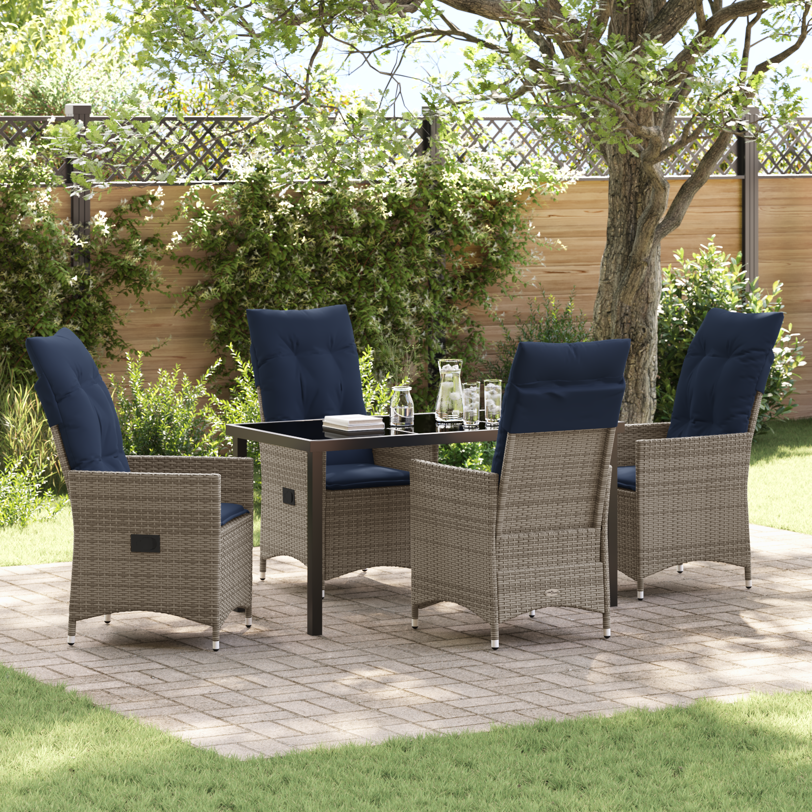 Thumbnail - vidaXL 5-teiliges Garten Essset mit Kissen graues Polyrattan