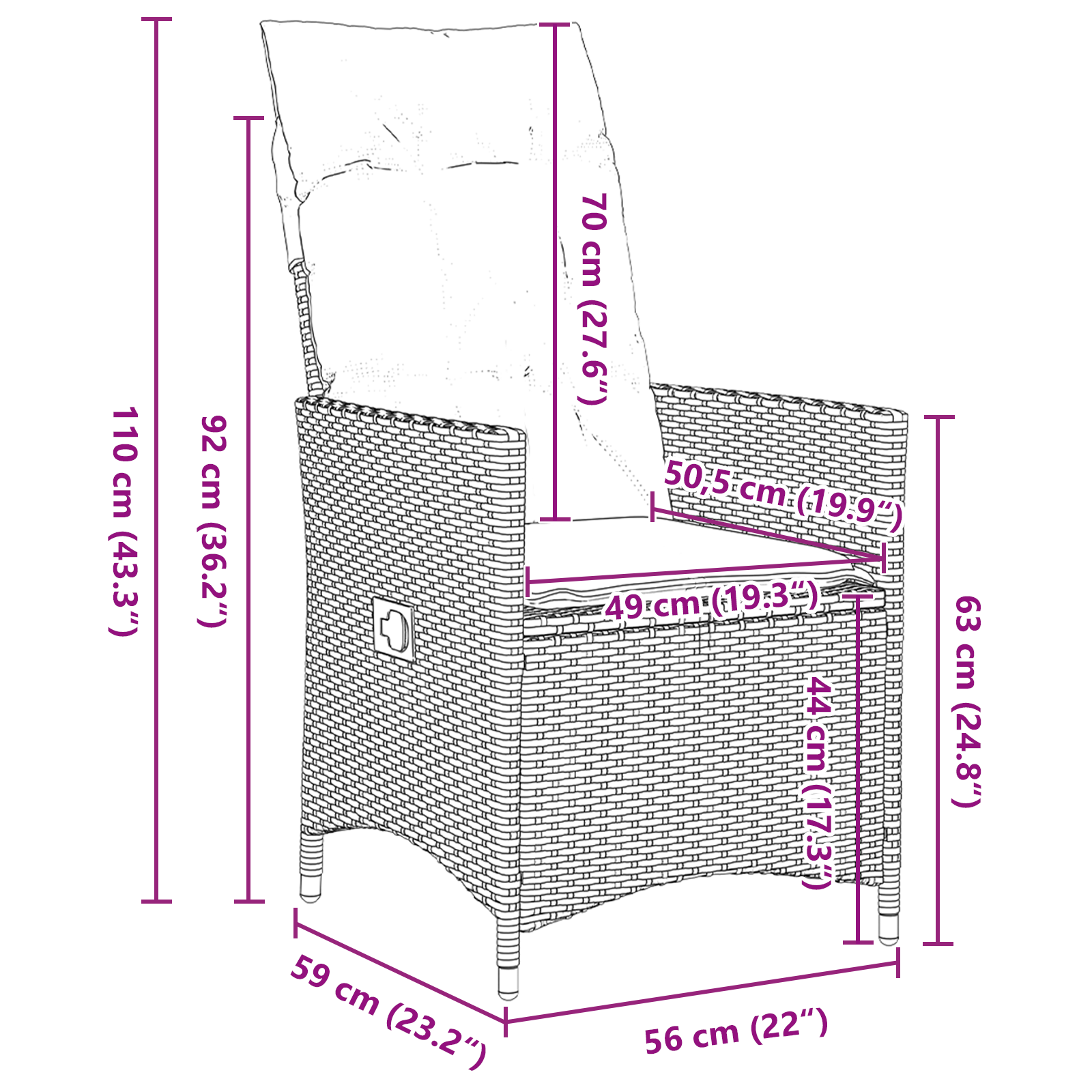 5 Частен комплект градински мебели с възглавници черен полиратан - Image 10