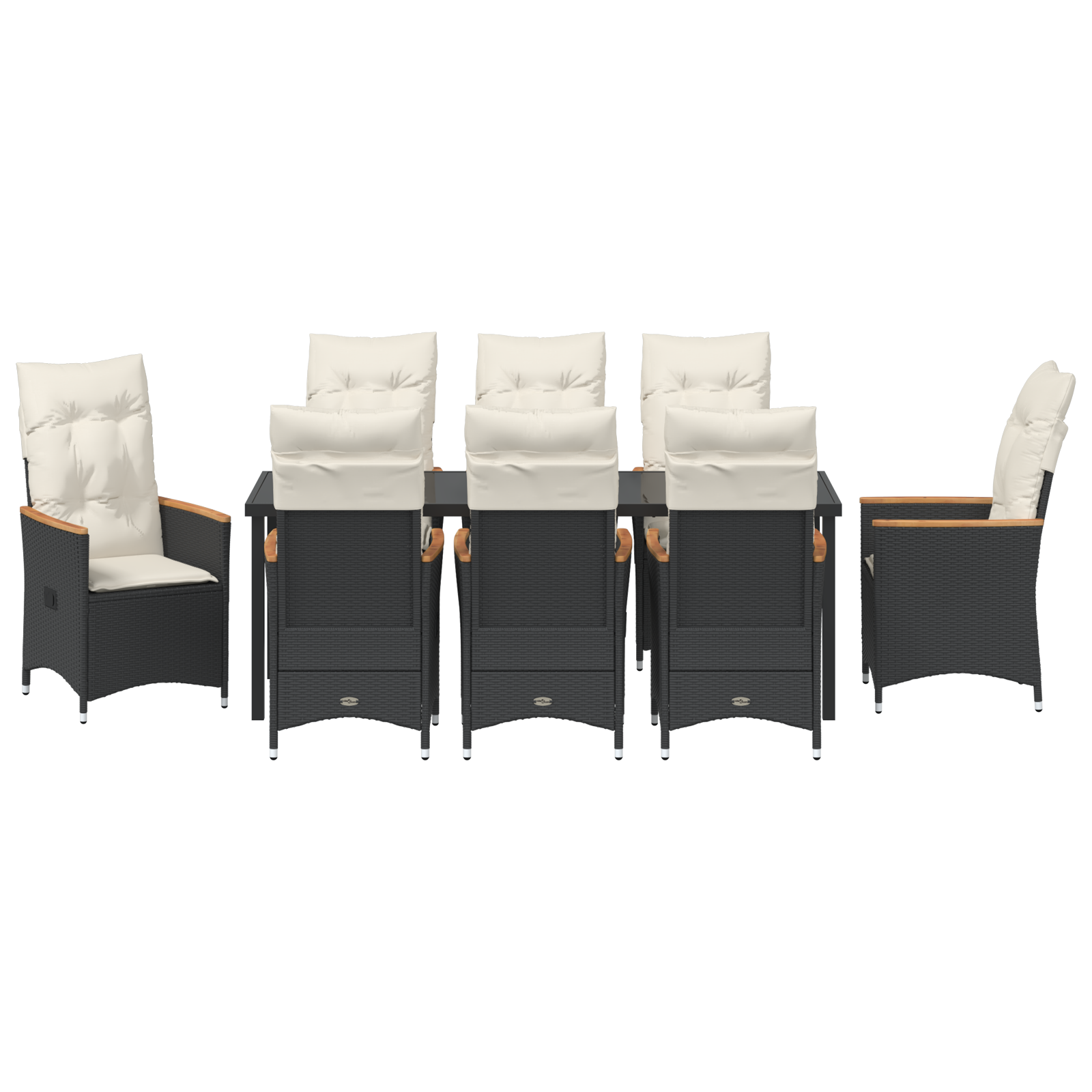 9-членен комплект за градинско хранене с възглавници Черен Полиратан - Image 7