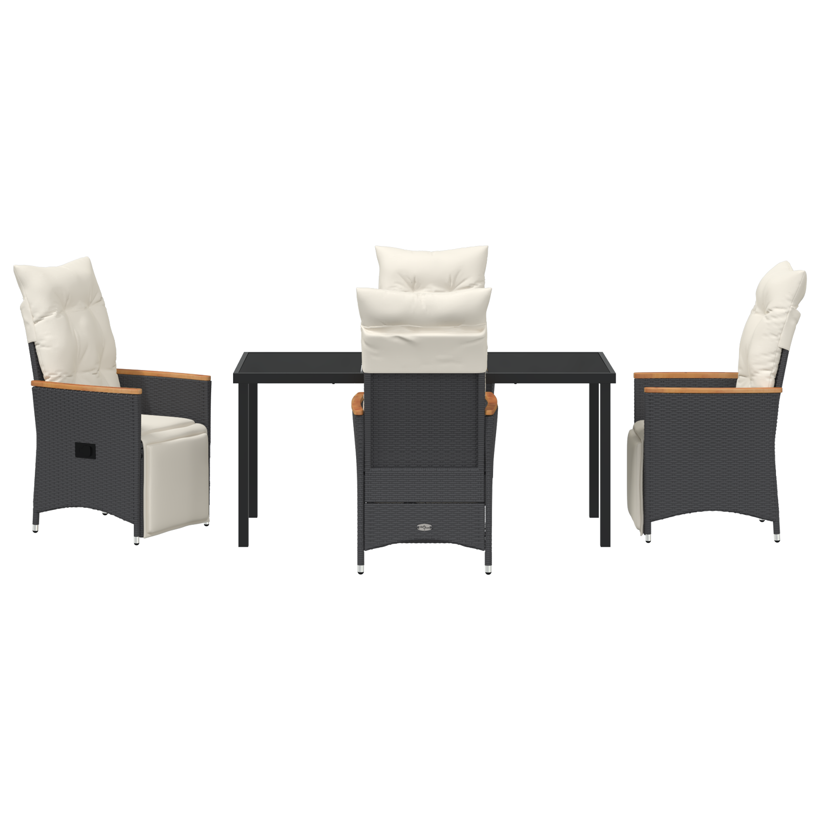 5-частен градински комплект с възглавници Черен полиратан - Image 7