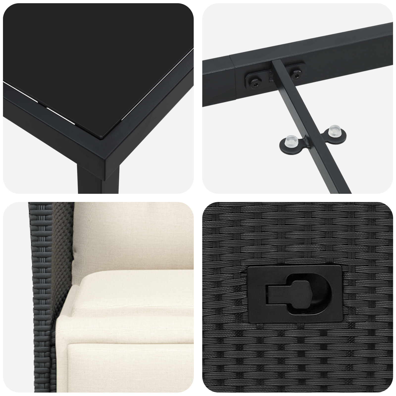 Комплект 7 части градинска маса с възглавници Черен Полиратан - Image 9