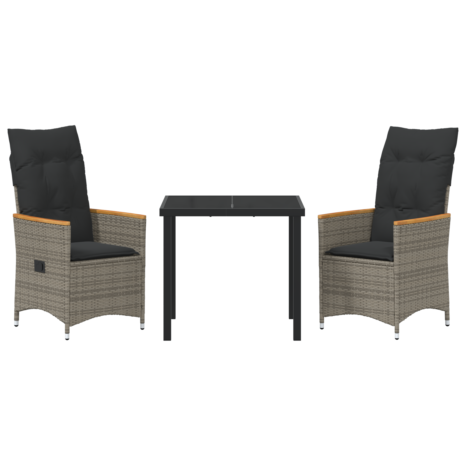 3-частен комплект за хранене за градина с възглавници сив полиратан. - Image 7