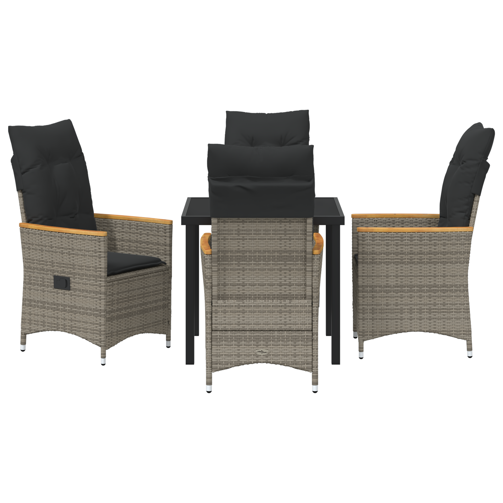 5-частен комплект за градинско хранене с възглавници сив полиратан - Image 7