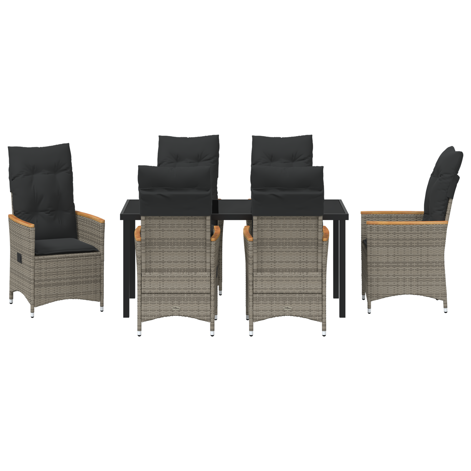 7 частен комплект за градинско хранене с възглавници сив полиратан - Image 7