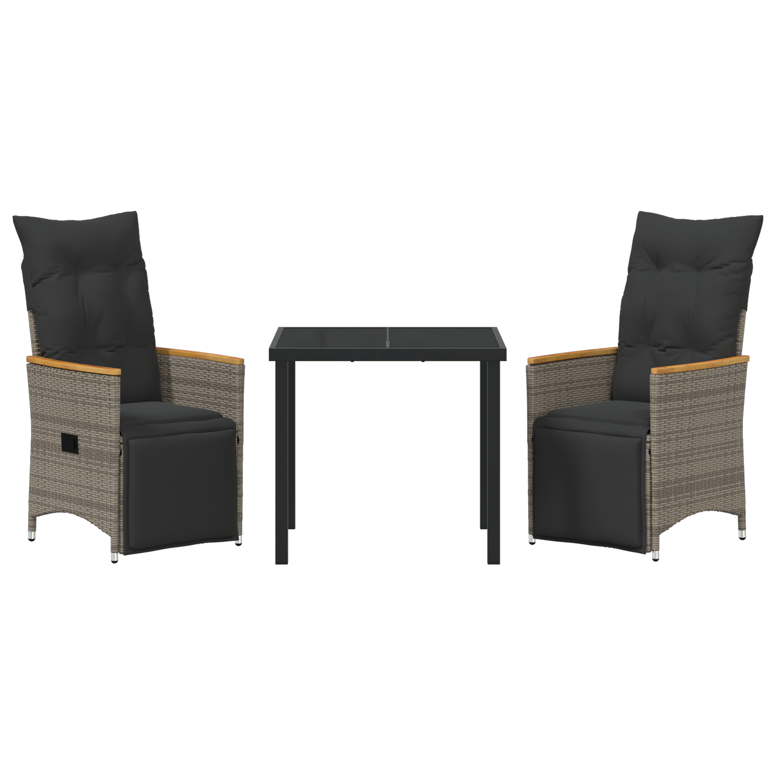 комплект за градинска вечеря с възглавници сив полиратан - Image 7