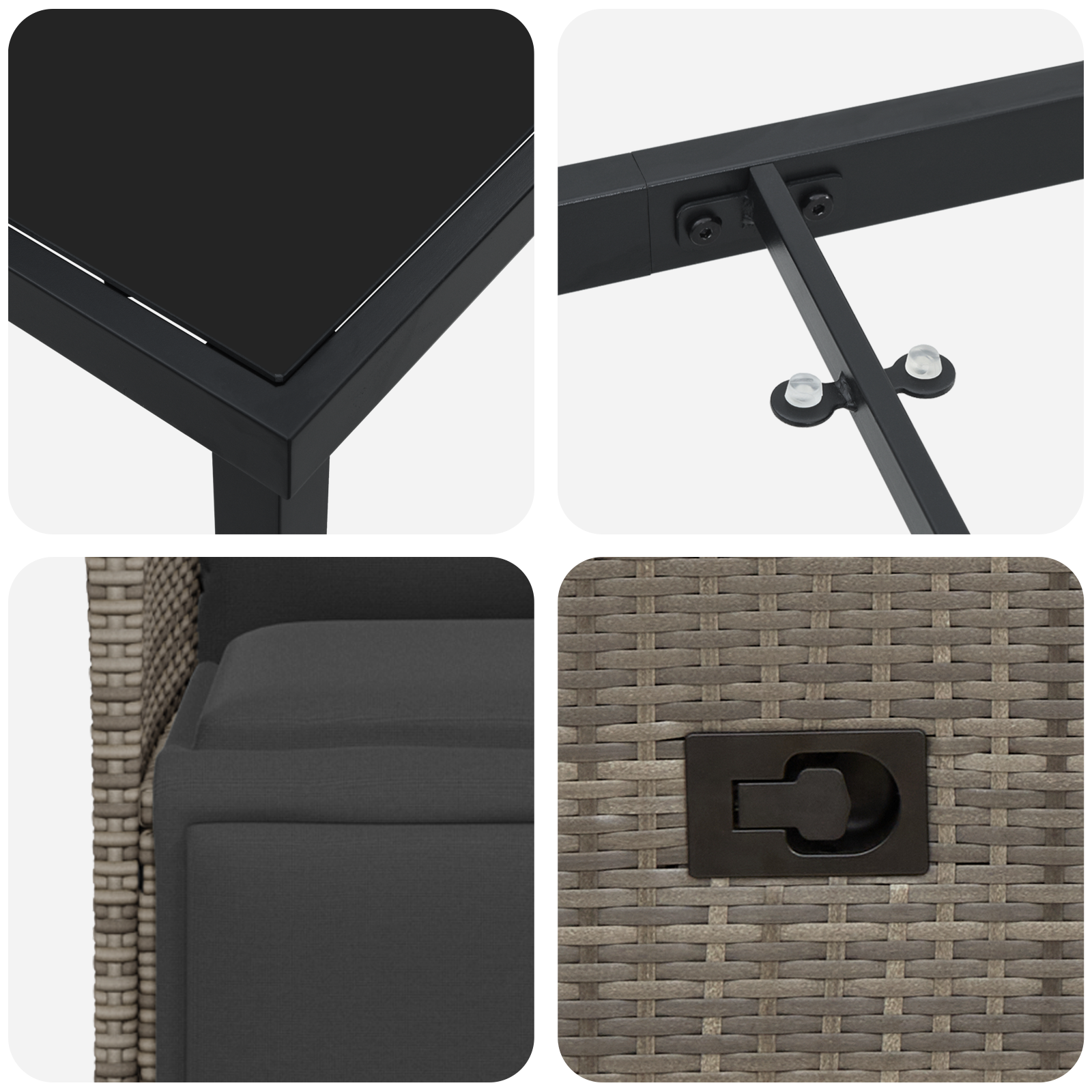 Комплект от 5 градински мебели с възглавници сив полиратан - Image 9