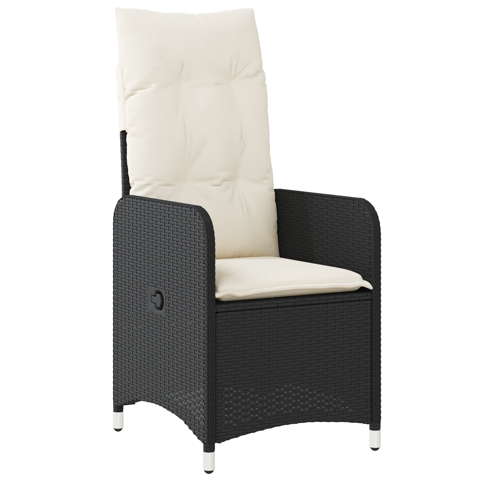 5 Часови градински трапезария комплект с възглавници в черен PE ратан - Image 6