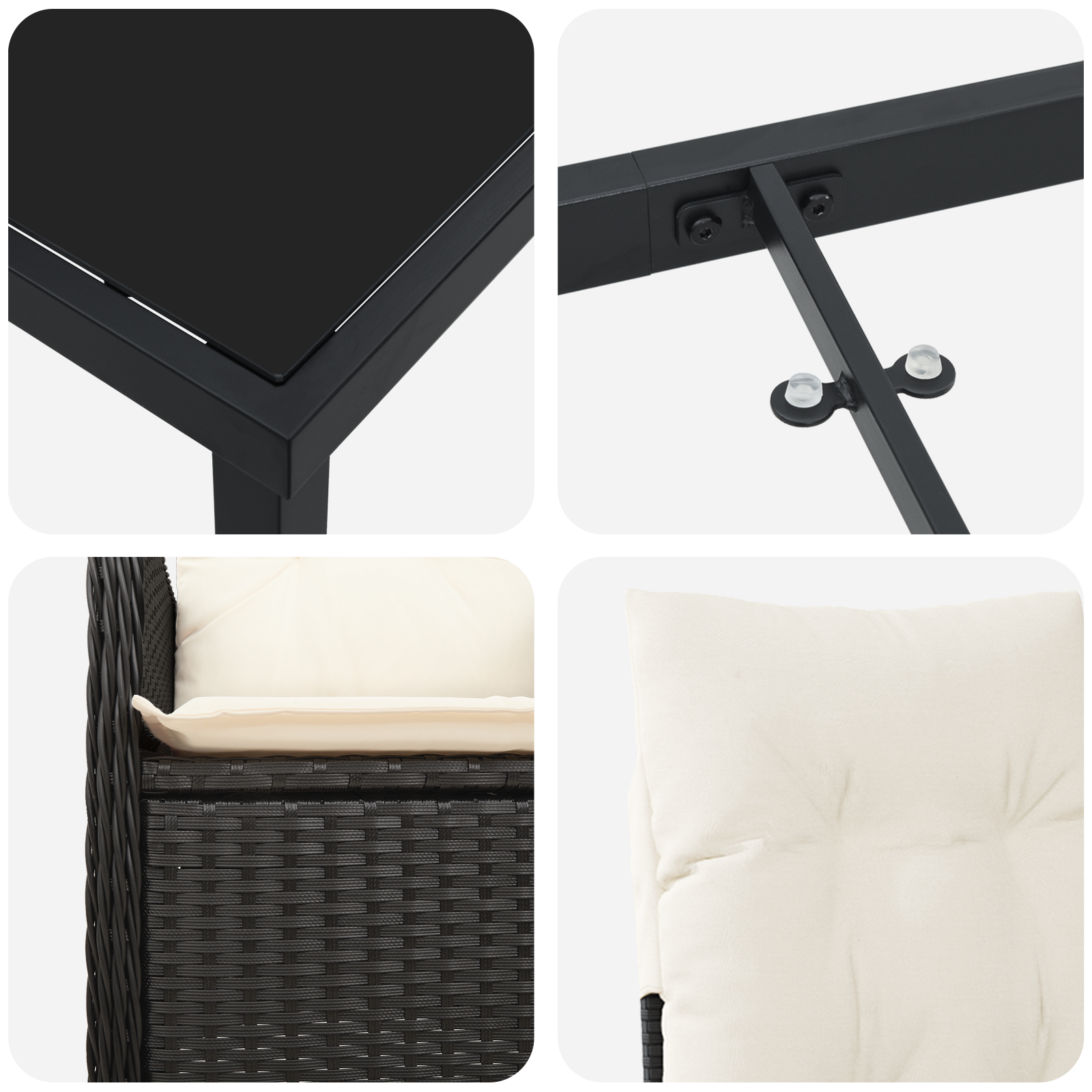 7 Часова градина с възглавници черен полиратан - Image 9