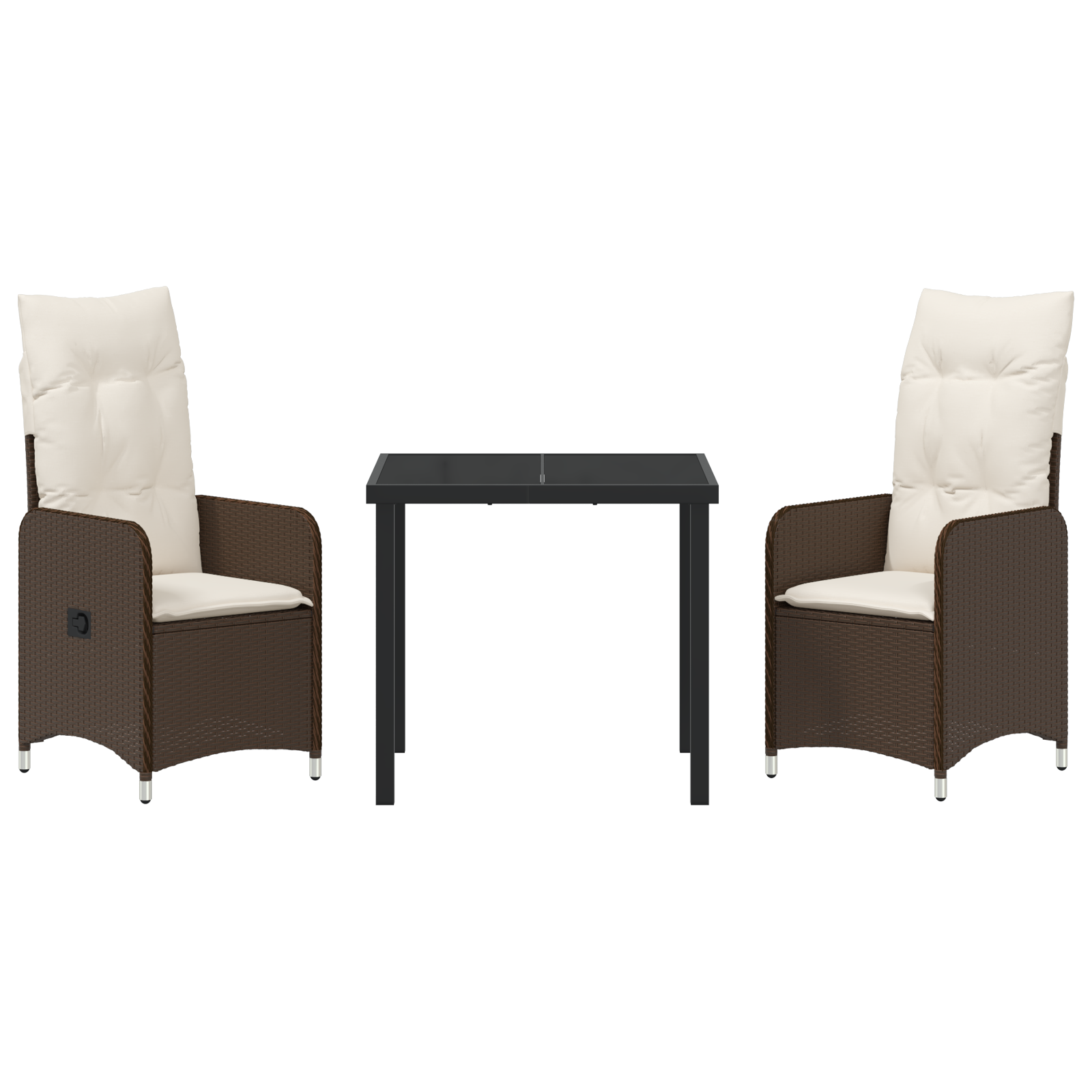 3 части градински комплект за хранене с възглавници кафяво от поли ратан - Image 7