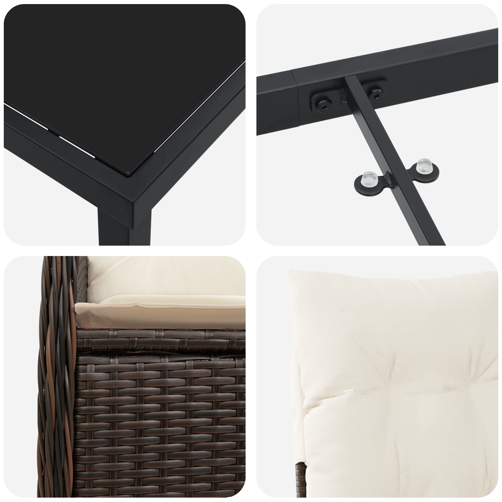 5 частен комплект градински мебели с възглавници в кафяво и полиратан - Image 9