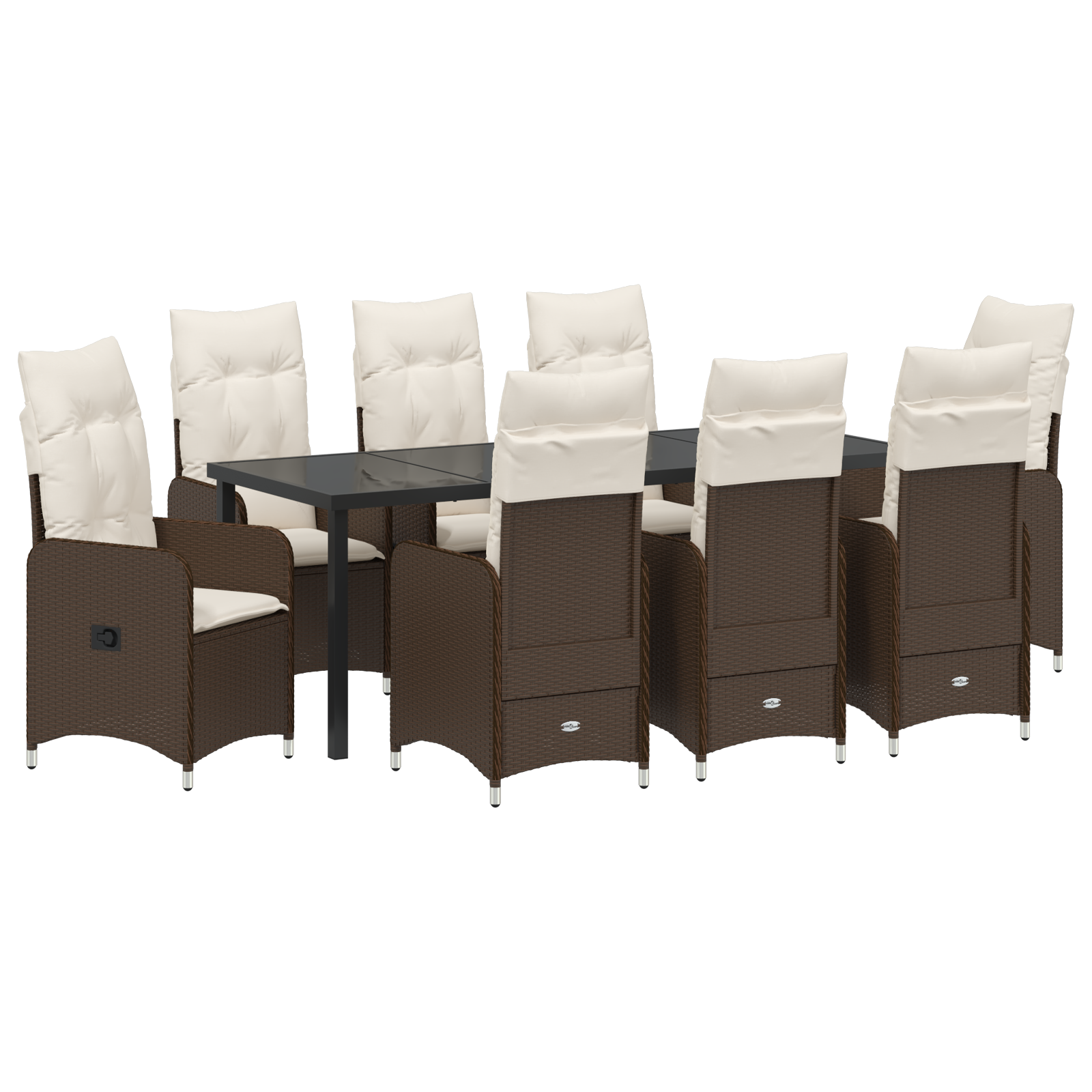 9 Частен комплект за градинско хранене с възглавници кафяв полиратан - Image 2