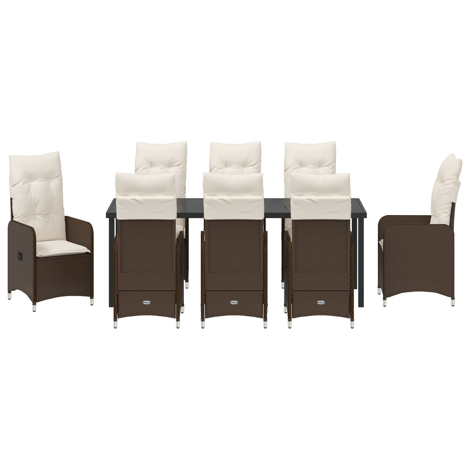9 Частен комплект за градинско хранене с възглавници кафяв полиратан - Image 7