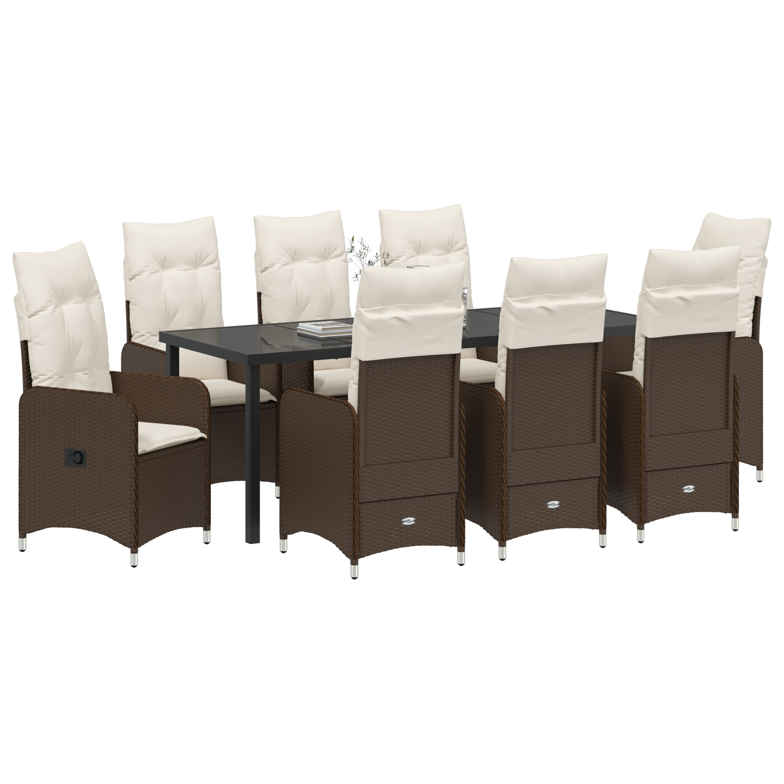 9 Частен комплект за градинско хранене с възглавници кафяв полиратан - Image 3