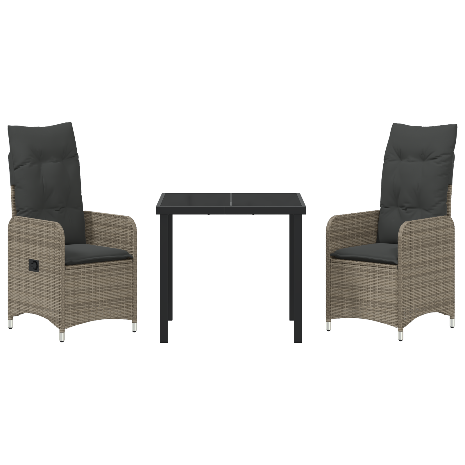 3 частен градински комплект с възглавници Сив PE ратан - Image 7