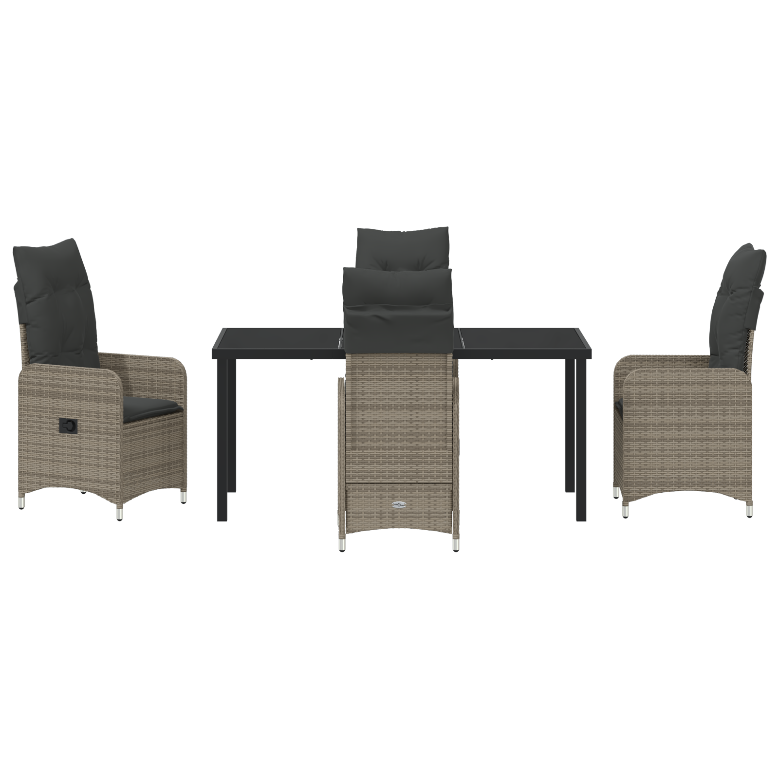 5 частен комплект градинска трапезария с възглавници сив полиратан - Image 7