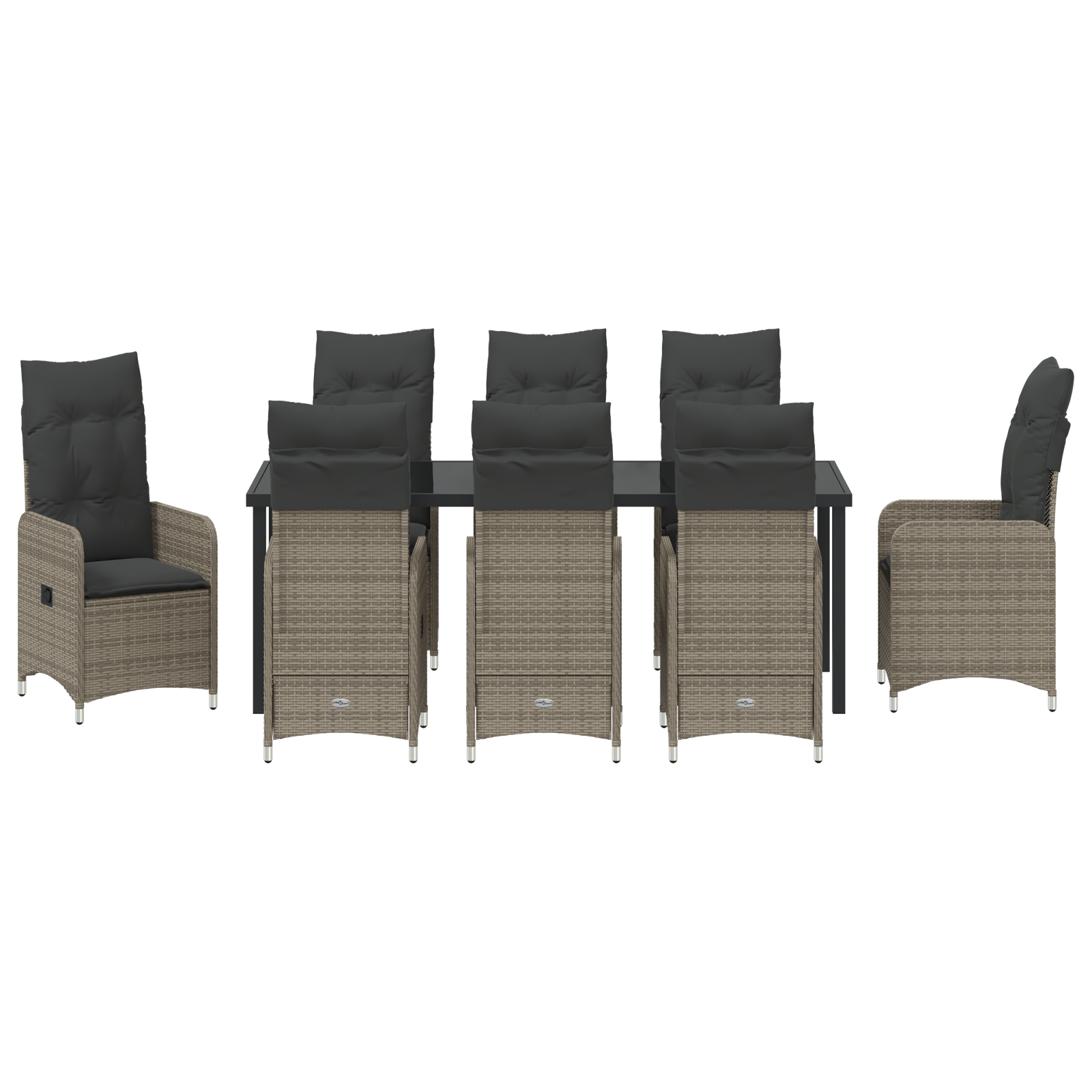 9 частен комплект за градината с възглавници сив полиратан - Image 7