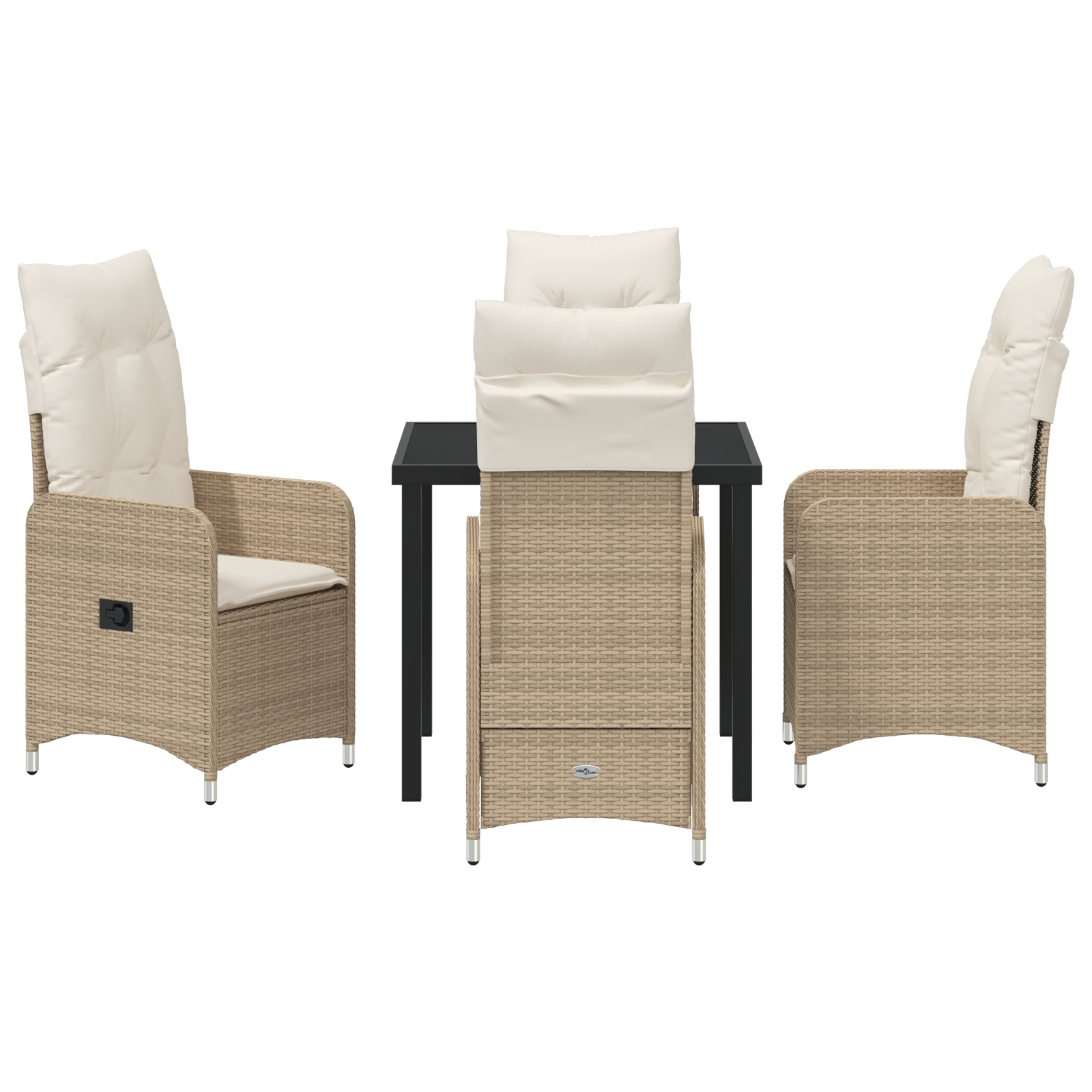 5-частен комплект за градинско хранене с възглавници бежов полиратан - Image 7