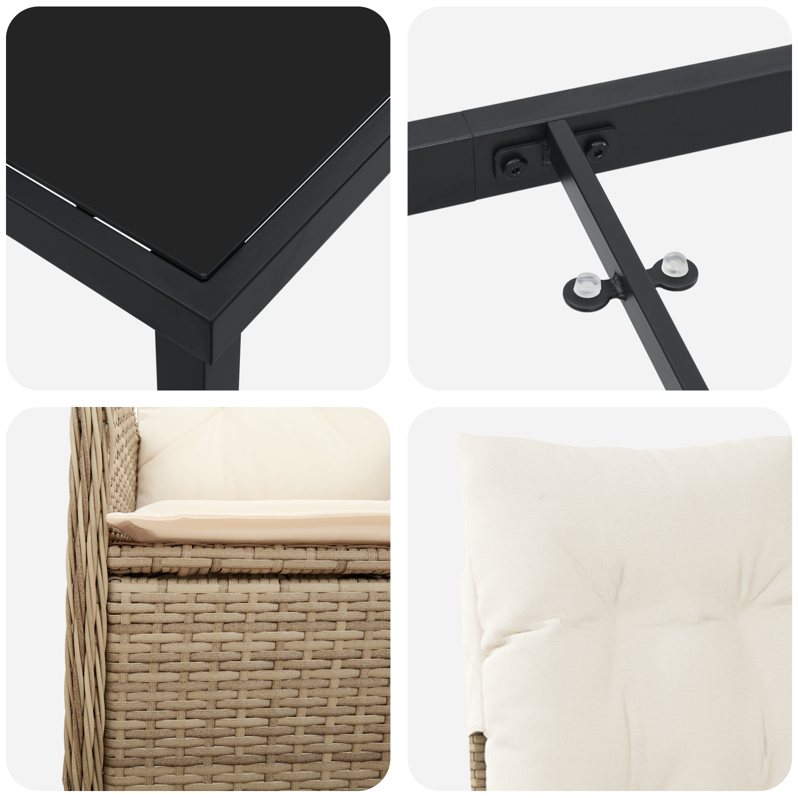 Комплект мебели за градинско хранене с възглавници бежови полиратан - Image 9