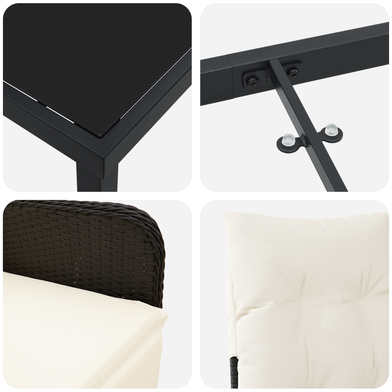 5 частен градински комплект за хранене с възглавници черен полиратан. - Image 9