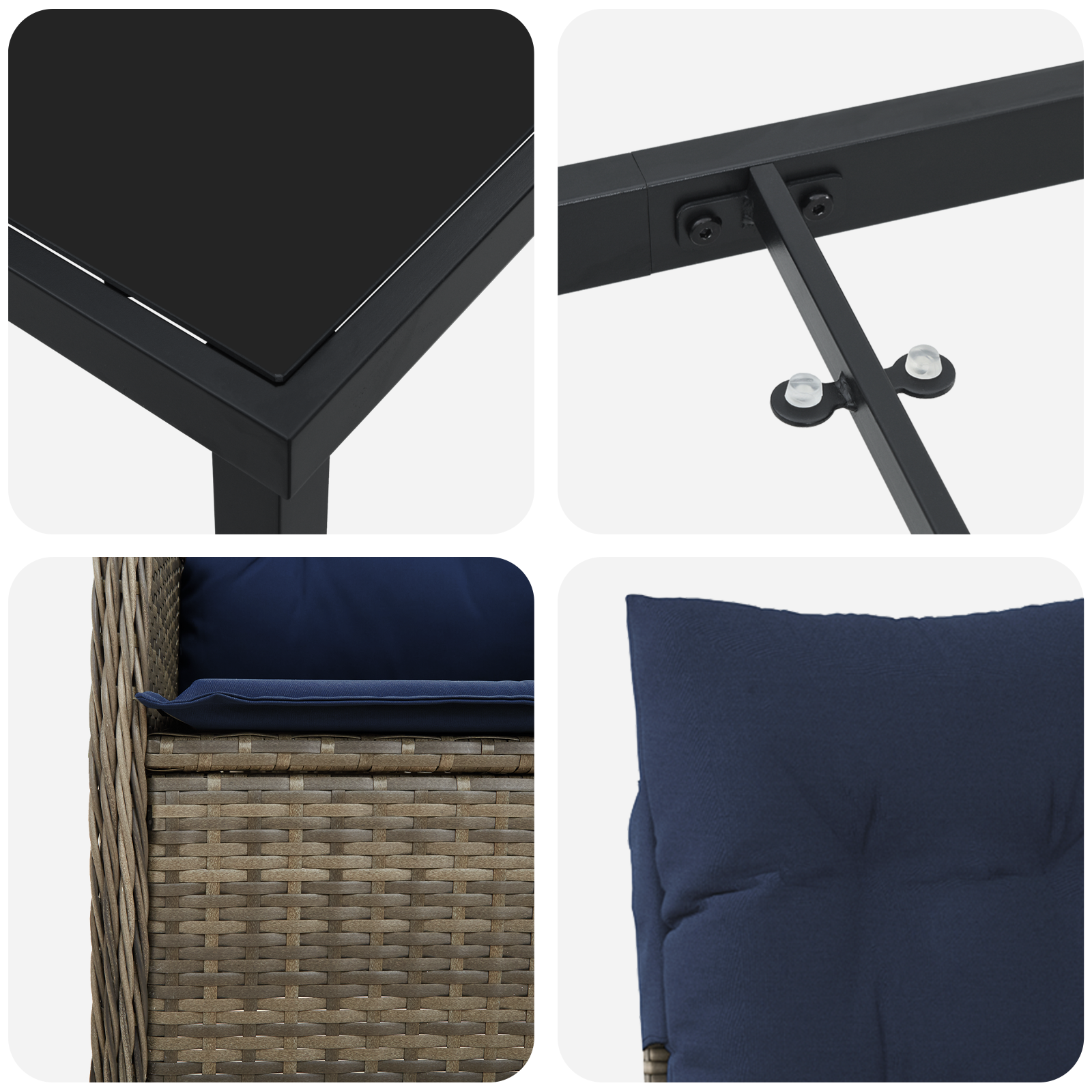 Комплект градинска маса с възглавници Черно Полиратан - Image 9