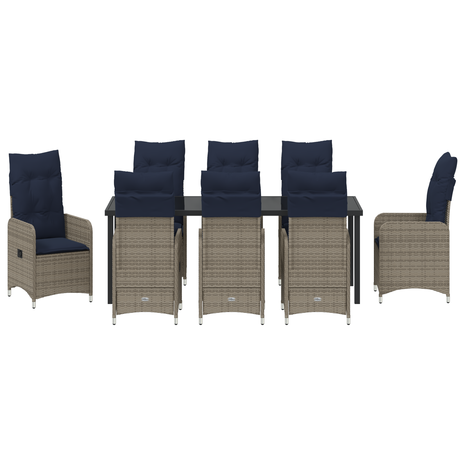 Комплект градинска маса с възглавници Черно Полиратан - Image 7