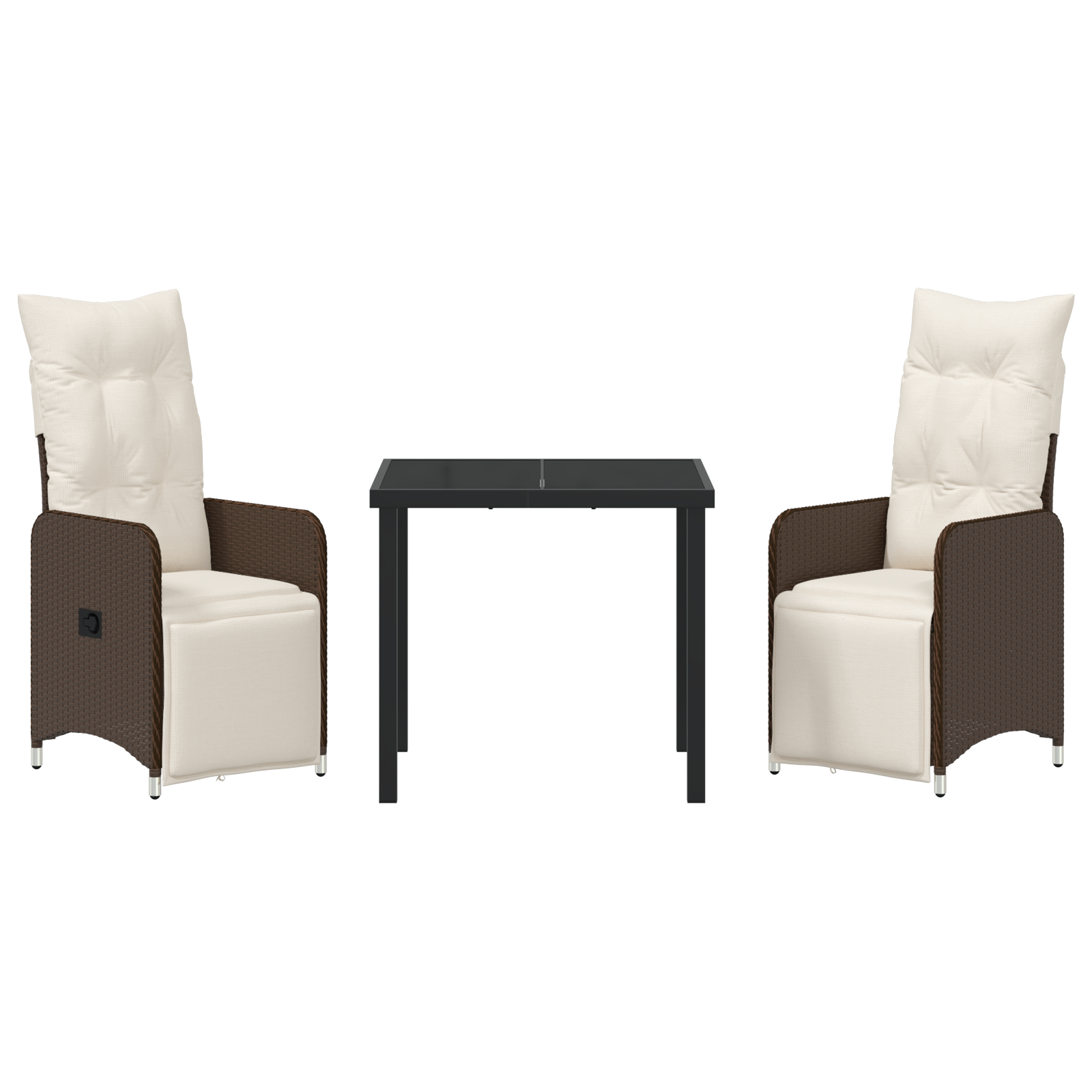 3-частен комплект за градинско хранене с възглавници Кафяв полиратан - Image 7