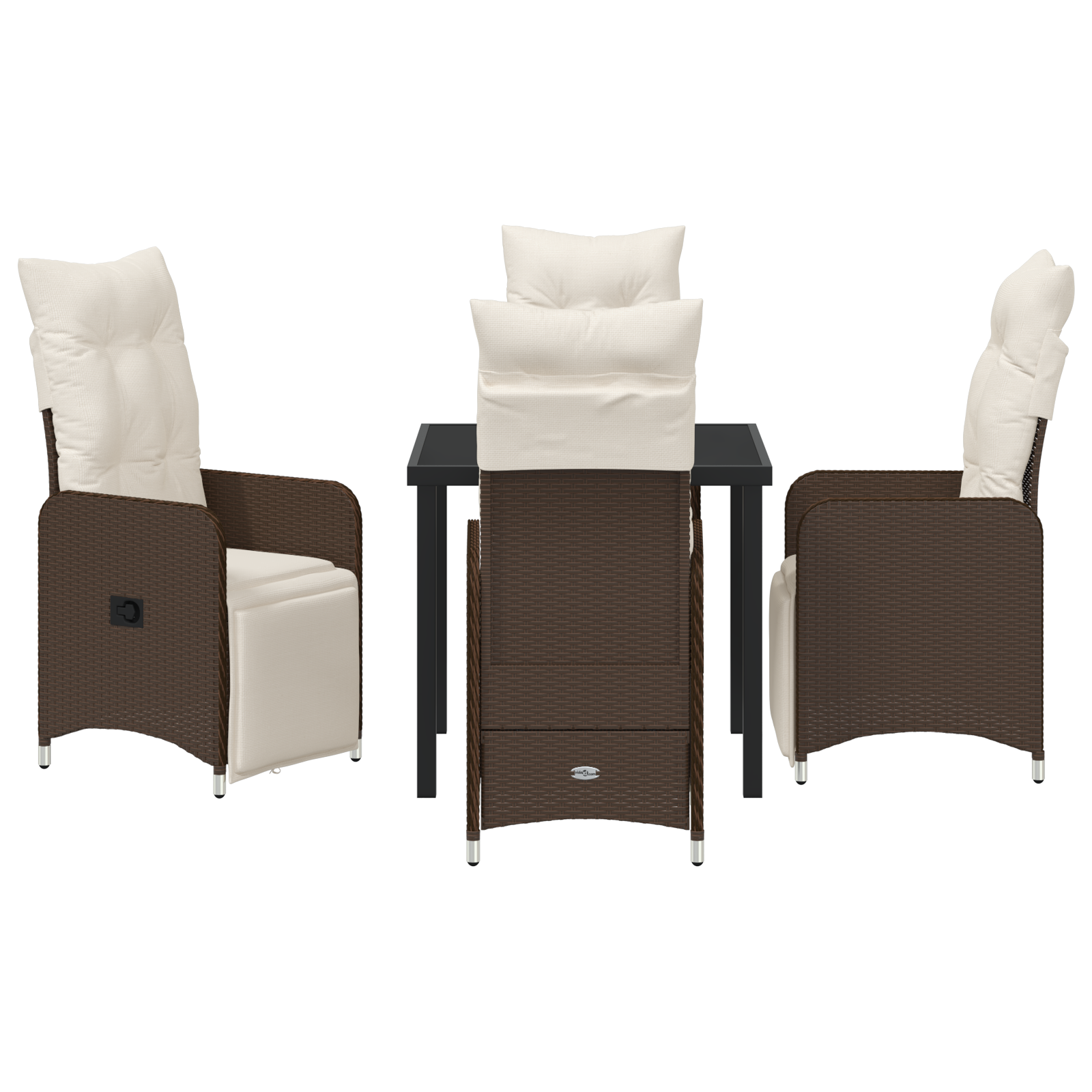 5-частен комплект за хранене в градина с възглавници Кафяв Полиратан - Image 7