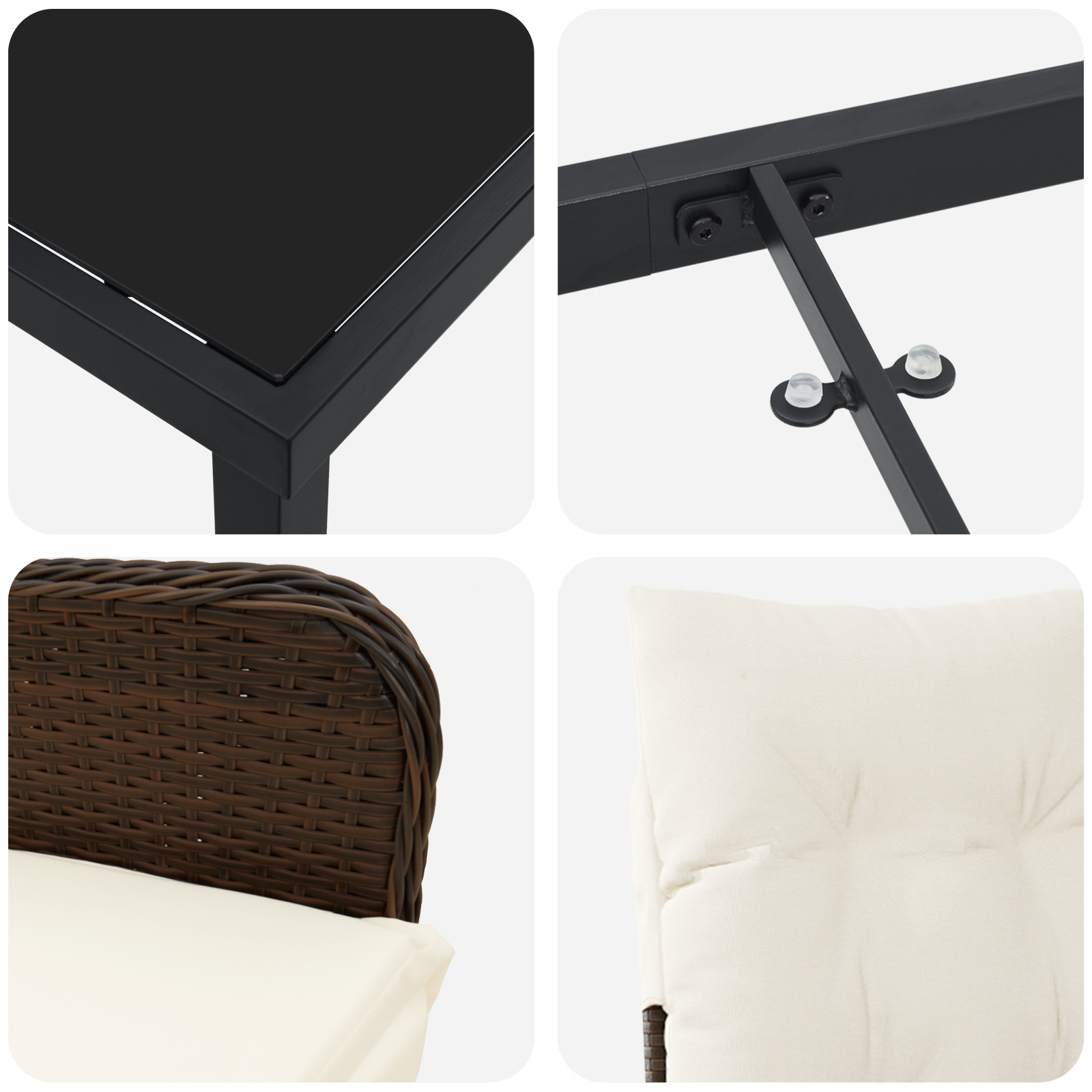 5 Частен Кафяв Градински Обяден Комплект с Възглавници от Полиратан. - Image 9