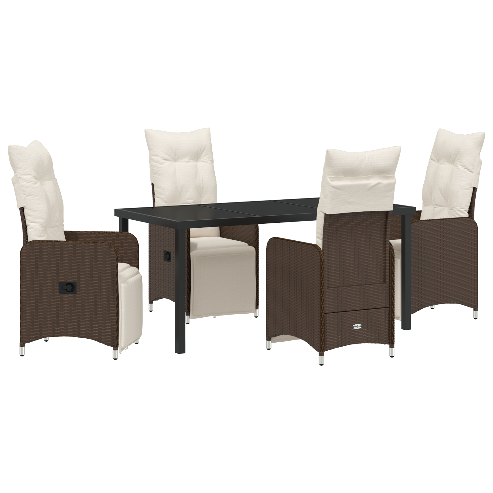 5 Частен Кафяв Градински Обяден Комплект с Възглавници от Полиратан. - Image 2