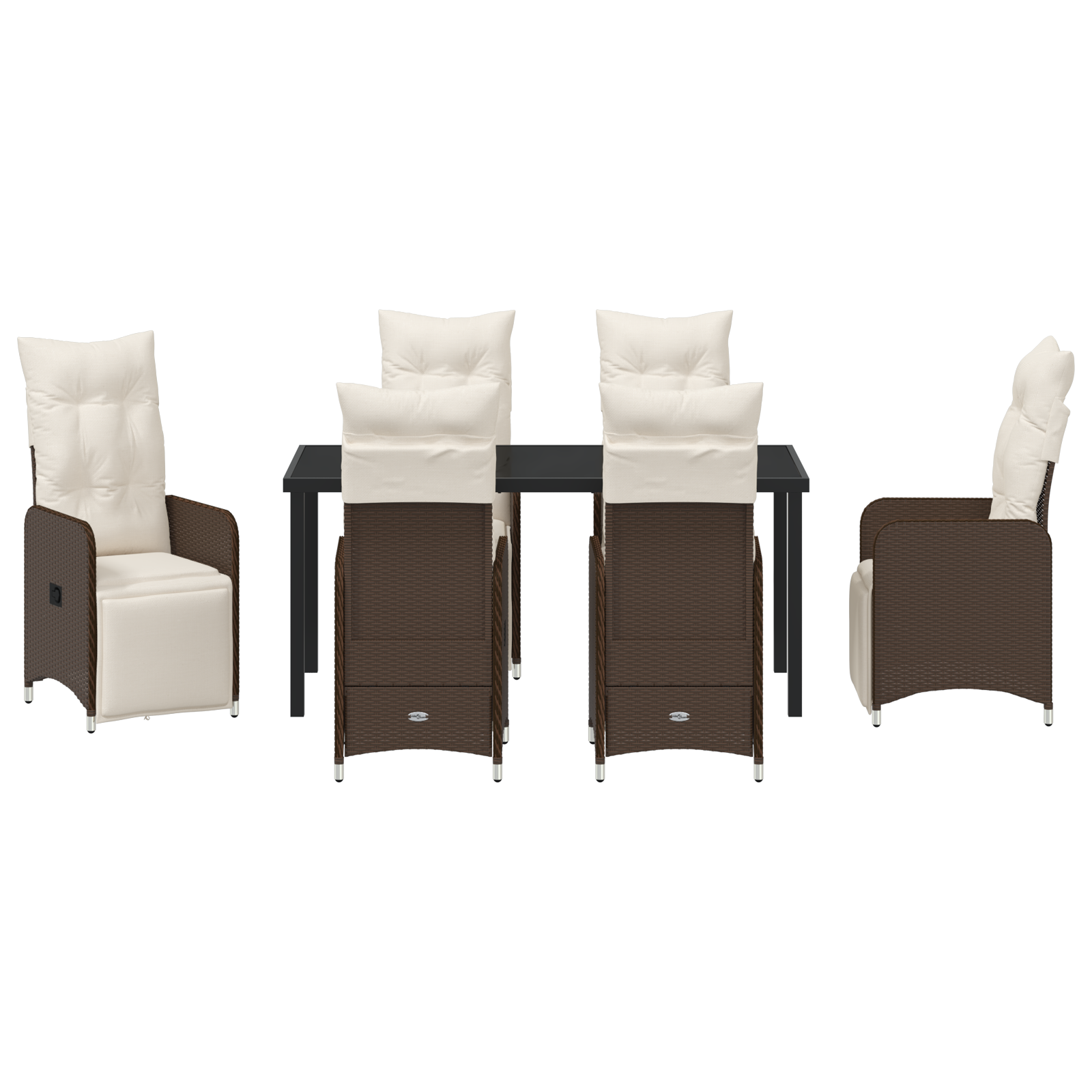 7 частен градински обяд с калъфки кафяв полиратан - Image 7