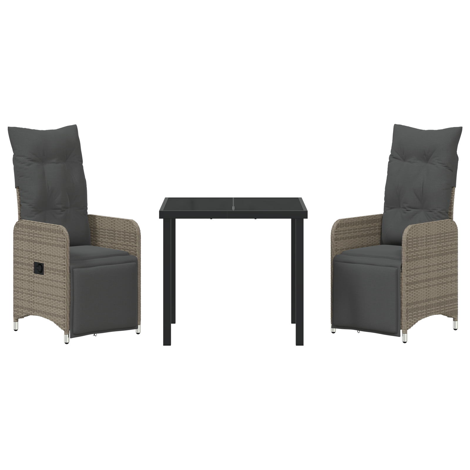 3 Часов комплект градински мебели с възглавници сив полиратан - Image 7