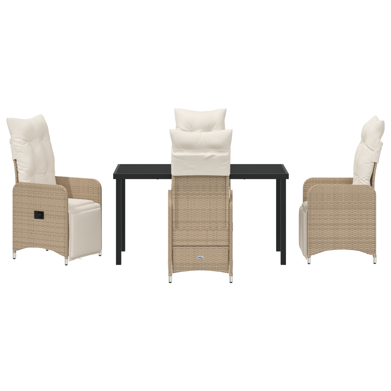 5 частен комплект за градинско хранене със възглавници Бежов полиратан - Image 7